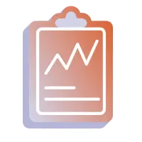 A illustration graphic of a clipboard with a line graph trending upwards