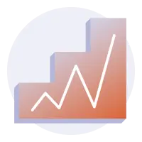 An illustration graphic of a bar chart trending upwards