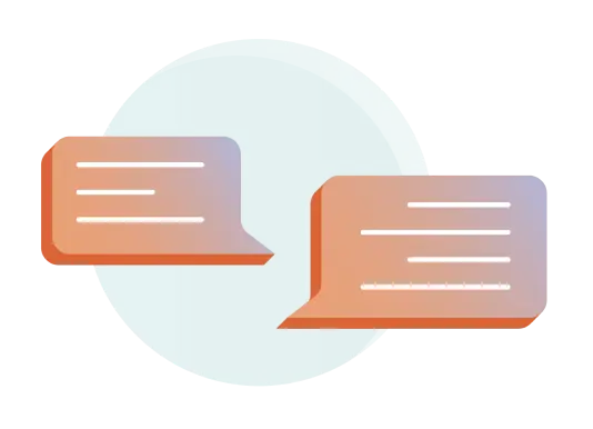 An illustration graphic of two speech bubbles